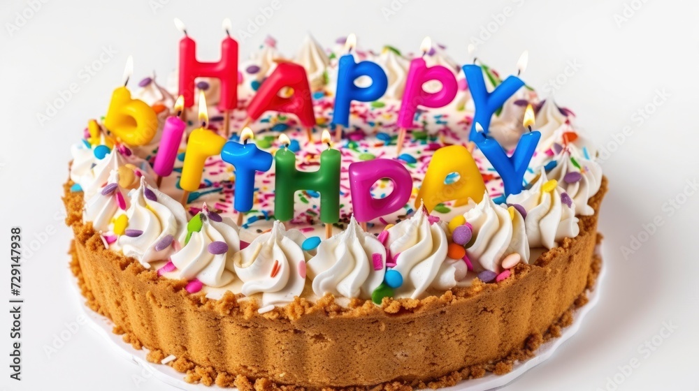 Happy Birthday Cake with Colorful Candles Happy Birthday Cake with Colorful Candles