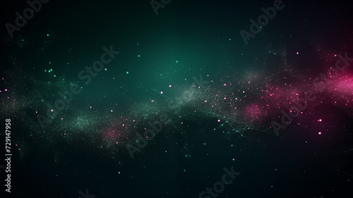 Abstract particle background dark green and pink