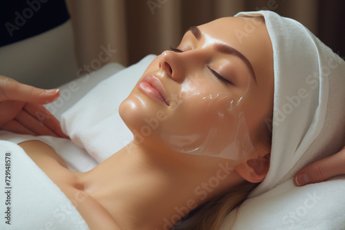 face of a girl in her facial beauty session