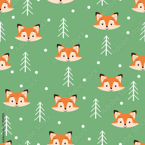 seamless cute fox pattern