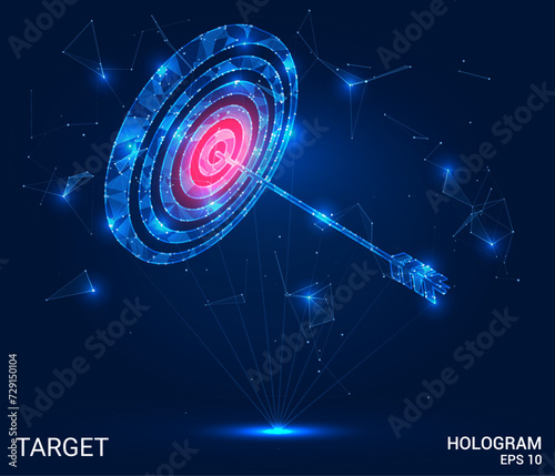 Holographic Target Precision: Aim for success with this vector, featuring a holographic target and arrow. A visual representation of focus and determination.