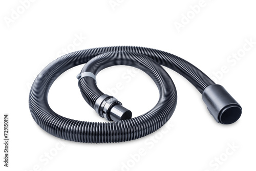 Spare parts and hose of a new vacuum cleaner on a white isolated background