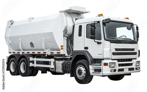 White Recycling Compactor Truck on a White or Clear Surface PNG Transparent Background