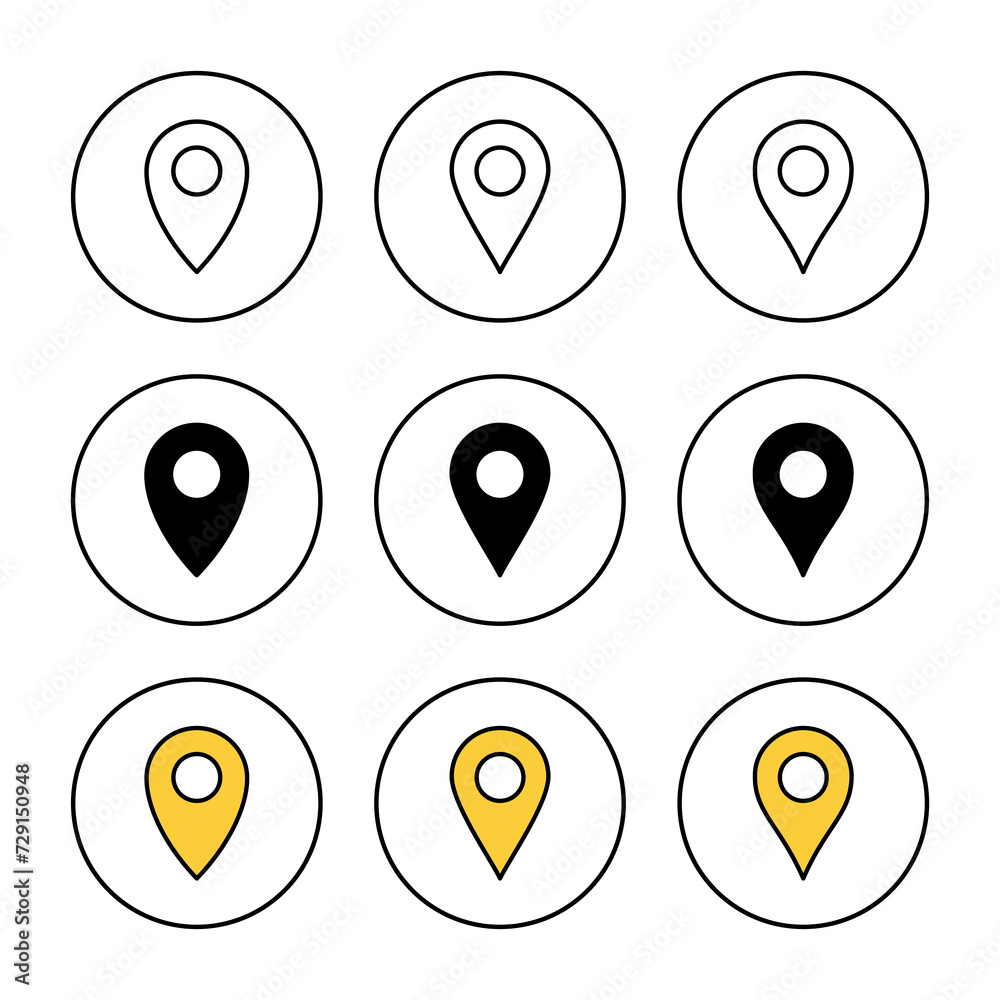 Pin icon set vector. Location sign and symbol. destination icon. map pin Pin icon set vector. Location sign and symbol. destination icon. map pin