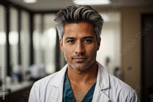 Latin doctor in his clinic