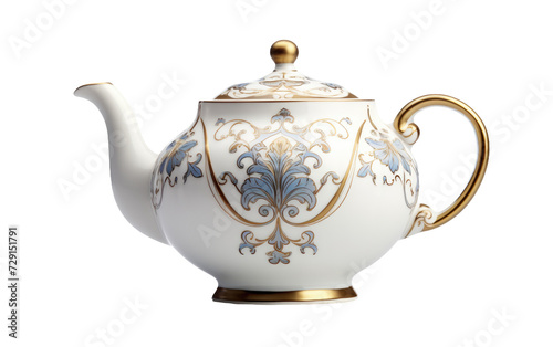 classic porcelain teapot on a White or Clear Surface PNG Transparent Background