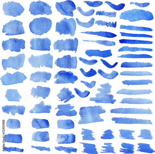 Set of watercolor stain. Spots on a white background. Watercolor texture with brush strokes. Gradients with overlay.	
