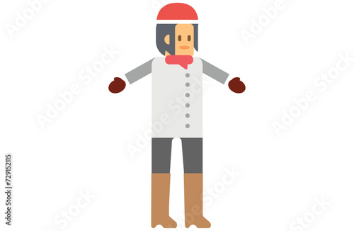winter girl icons,Winter holiday,Happy characters,Child are engaged in winter activities on the street on a white background., playing snow,Vector illustration,play with snow © RAVINDU