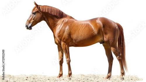 Handsome and healthy brown horse isolated on white background