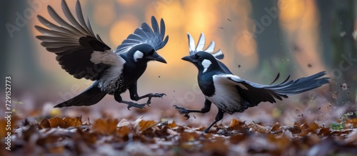 Magpies in combat near East Grinstead photo