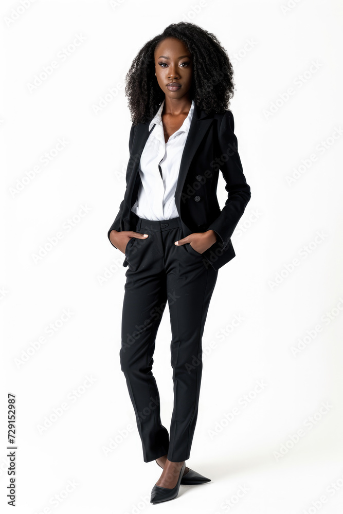 African woman wearing Business attire, standing, white background African woman wearing Business attire, standing, white background