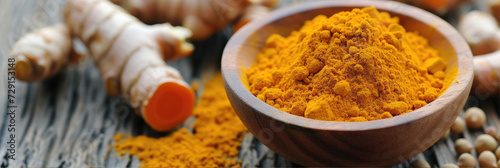 spices and herbs, tumeric powder  photo
