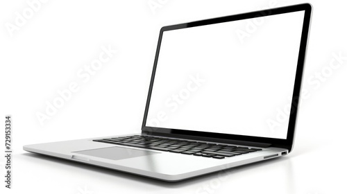Laptop computer white screen on isolated white background, mockups