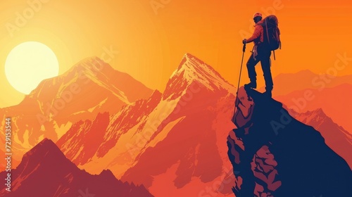 Mountain climber, background illustration, travel concept