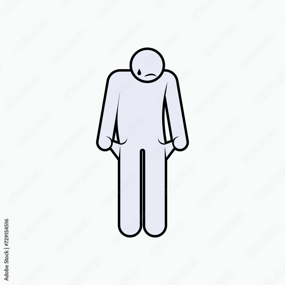 Poorman Icon within Line Art Style. Have Nothing, Moneyless Symbol Poorman Icon within Line Art Style. Have Nothing, Moneyless Symbol