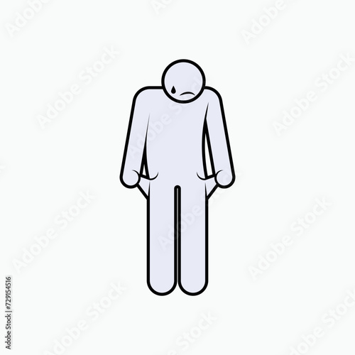 Poorman Icon within Line Art Style. Have Nothing, Moneyless Symbol