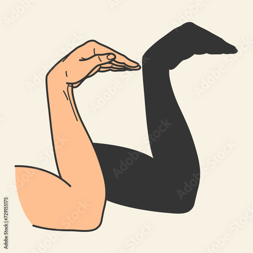 Hands gesture shadow. Gaming animal puppet from hand. Light shade imagination ingenious. Hand play theatrical puppet. Vector cartoon illustration