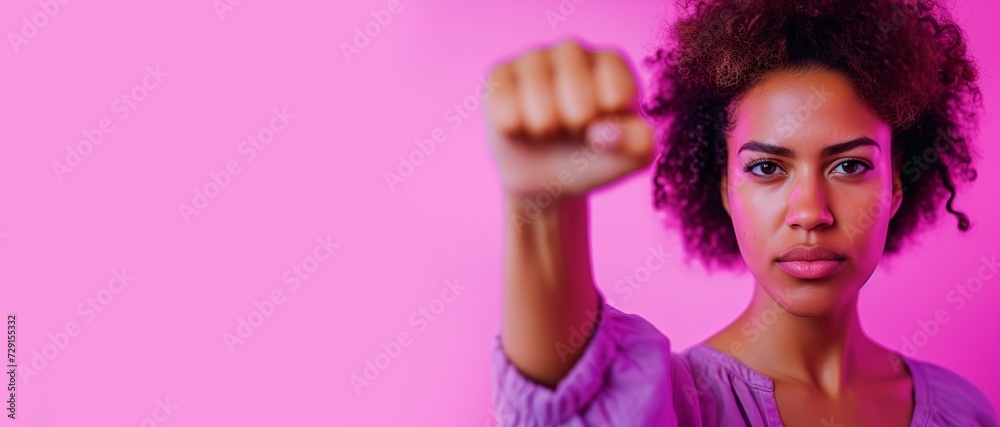 woman raising fist for international women's day and the feminist movement. March 8 for feminism, independence, freedom, empowerment, and activism for women rights horizontal background, woman raising fist for international women's day and the feminist movement. March 8 for feminism, independence, freedom, empowerment, and activism for women rights horizontal background,