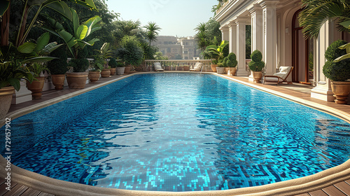 Wallpaper Mural Luxury empty hotel pool in a sunny day  Torontodigital.ca