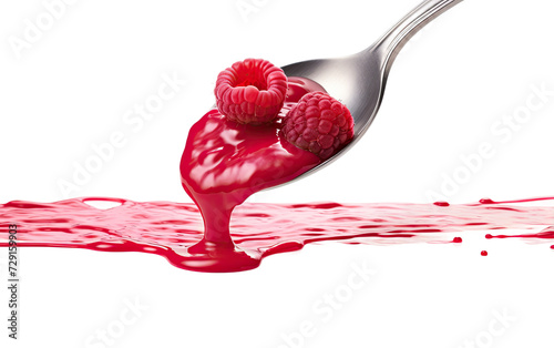 Raspberry Coulis flowing on a White or Clear Surface PNG Transparent Background
