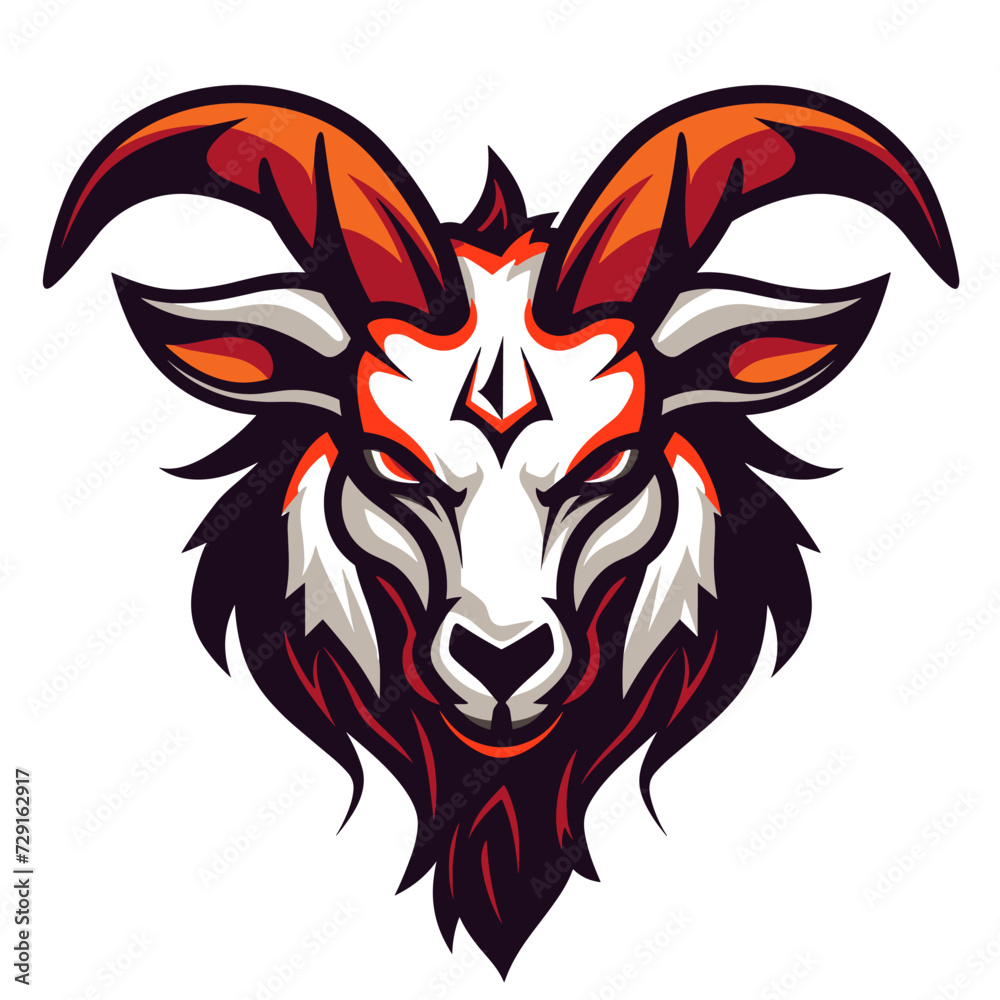Esport vector logo goat, icon, sticker, symbol, head, horned