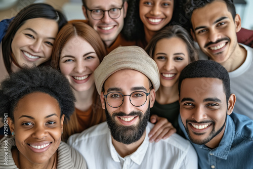 A diverse group of People, Portrait showcasing employees from various backgrounds coming together to celebrate diversity. Smiling multicultural young and matured professional business people concept