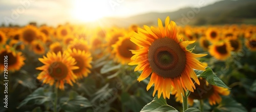 A blooming field of sunflowers during summer