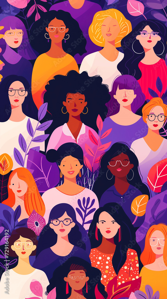 Seamless pattern with girls of different nationalities. Vector illustration. Seamless pattern with girls of different nationalities. Vector illustration.