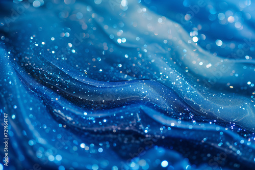 blue glitter liquid gel or slime texture close up