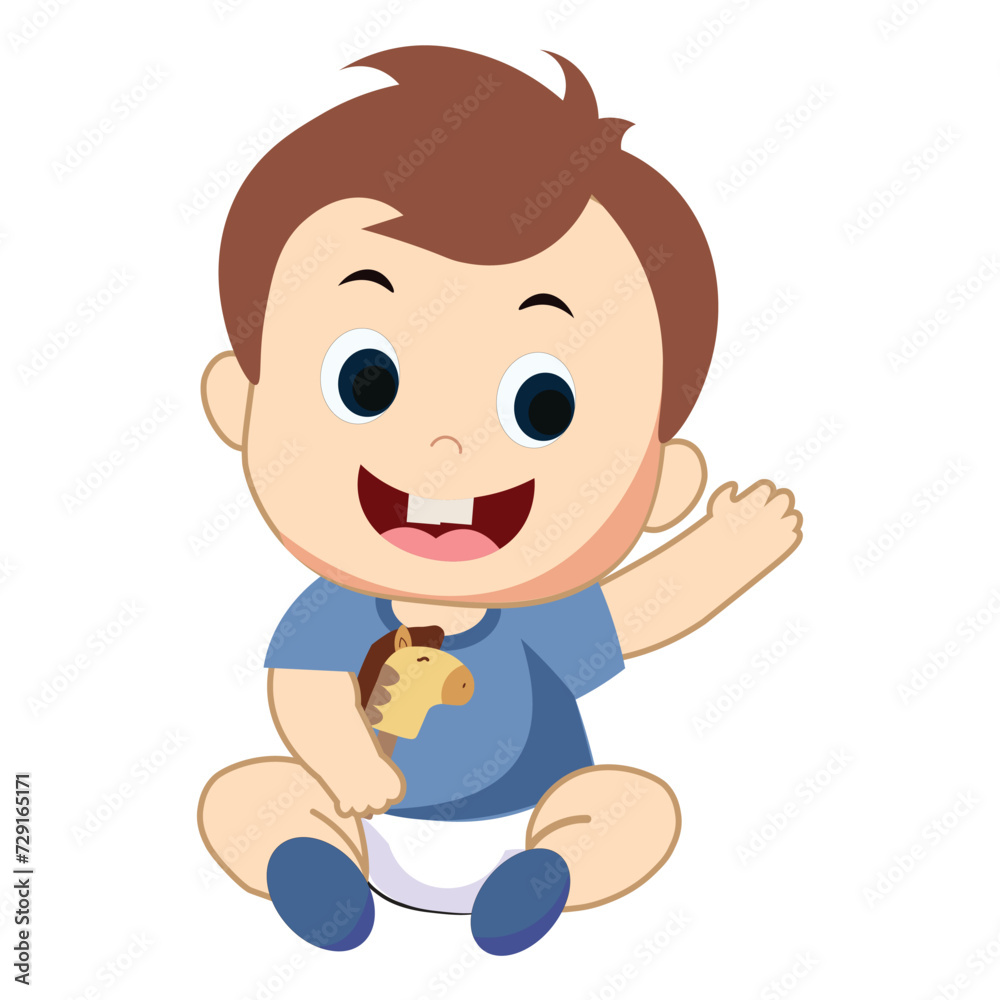 Cute baby or toddler boy vector illustration