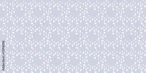 Simple light seamless pattern with abstract rhombus with shapes tiny polka dots on a grey background. Vector hand drawn sketch random drops, spots, snowflakes, circles. Template for design, patterned