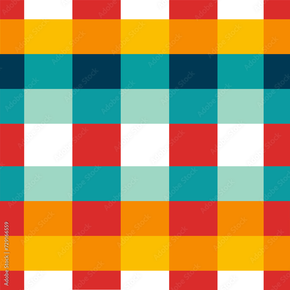 Geometric Colorful Square Grid line Seamless Pattern.  Vector design gingham style for fabric, tile, embroidery, wrapping, wallpaper, and background 