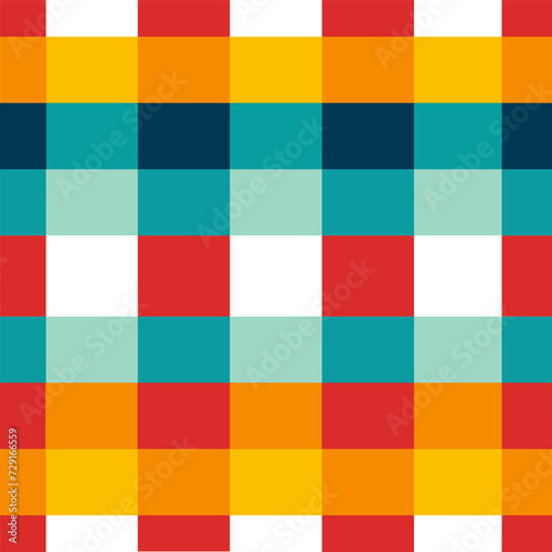 Geometric Colorful Square Grid line Seamless Pattern.  Vector design gingham style for fabric, tile, embroidery, wrapping, wallpaper, and background 