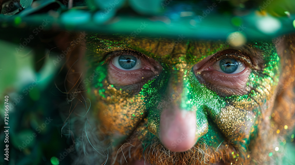 Old Man with decorated in leprechaun in the green outfit. Happy Saint Patrick's Day. selebration Old Man with decorated in leprechaun in the green outfit. Happy Saint Patrick's Day. selebration