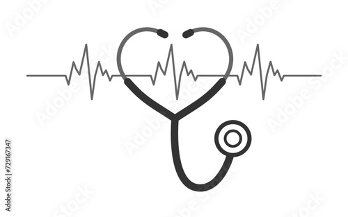 Heart Rate and Stethoscope symbol. Stock illustration.