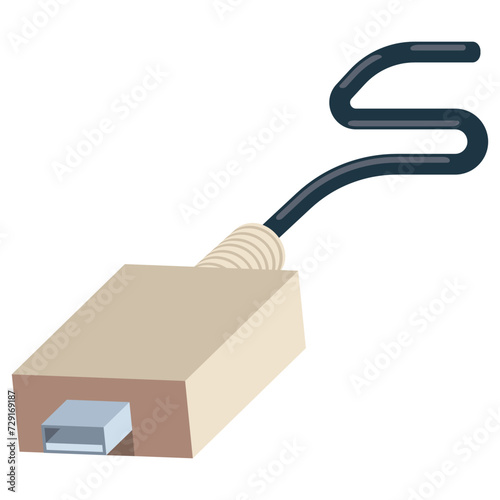 Micro usb cable vector cartoon illustration isolated on a white background.