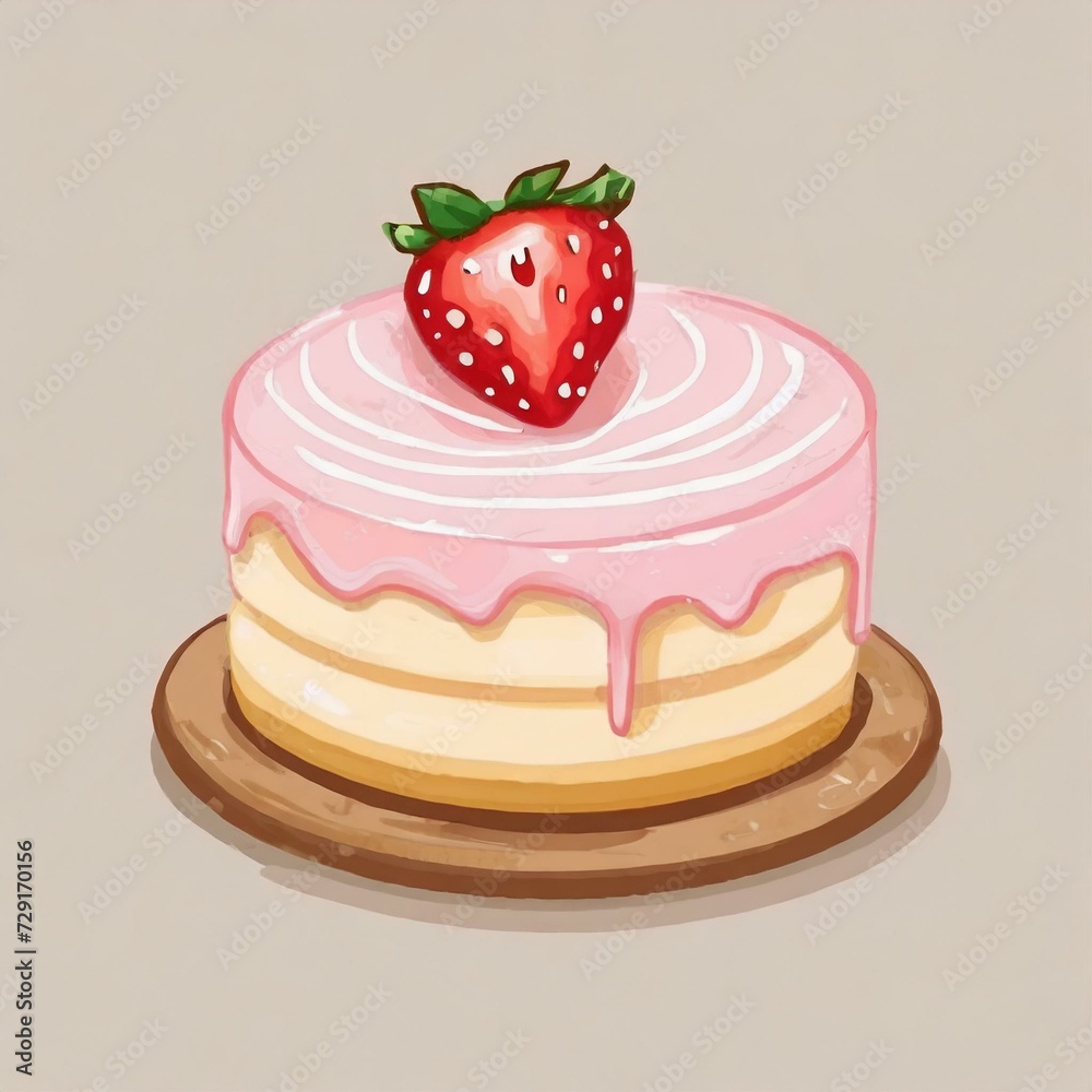 Illustration vector graphic of cute pink cake cartoon vector icon illustration Illustration vector graphic of cute pink cake cartoon vector icon illustration