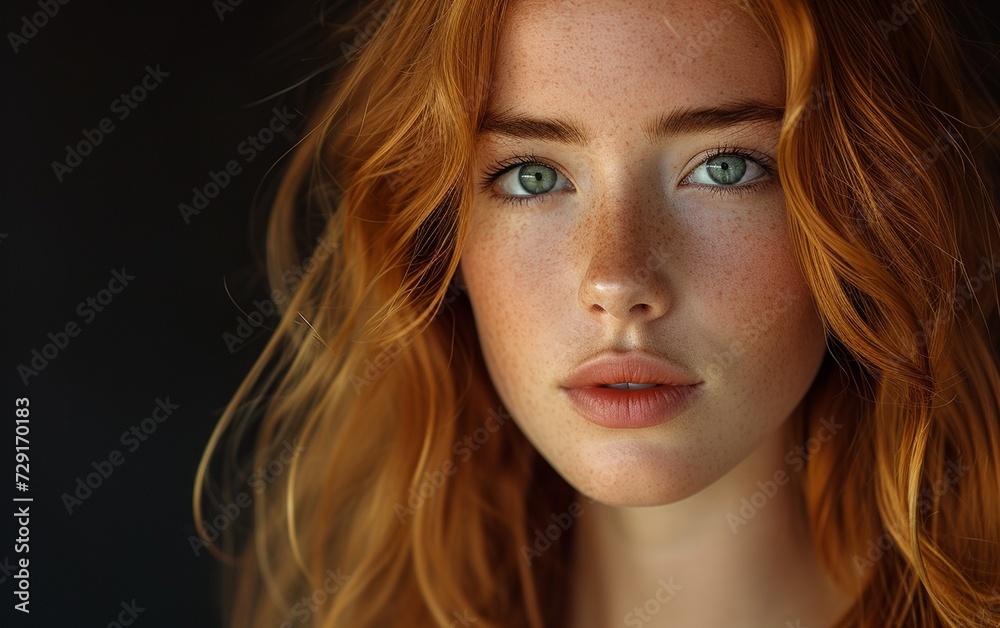 Naklejka premium Close-up Portrait of Woman With Red Hair
