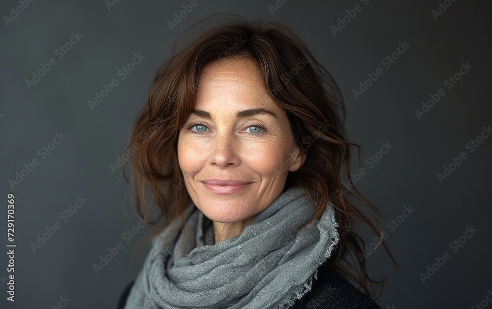 Multiracial Woman Wearing a Scarf Around Her Neck Multiracial Woman Wearing a Scarf Around Her Neck