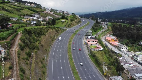 Aerial View of E35 Panamerican South Tambillo, Mejía Canton, Pichincha province photo