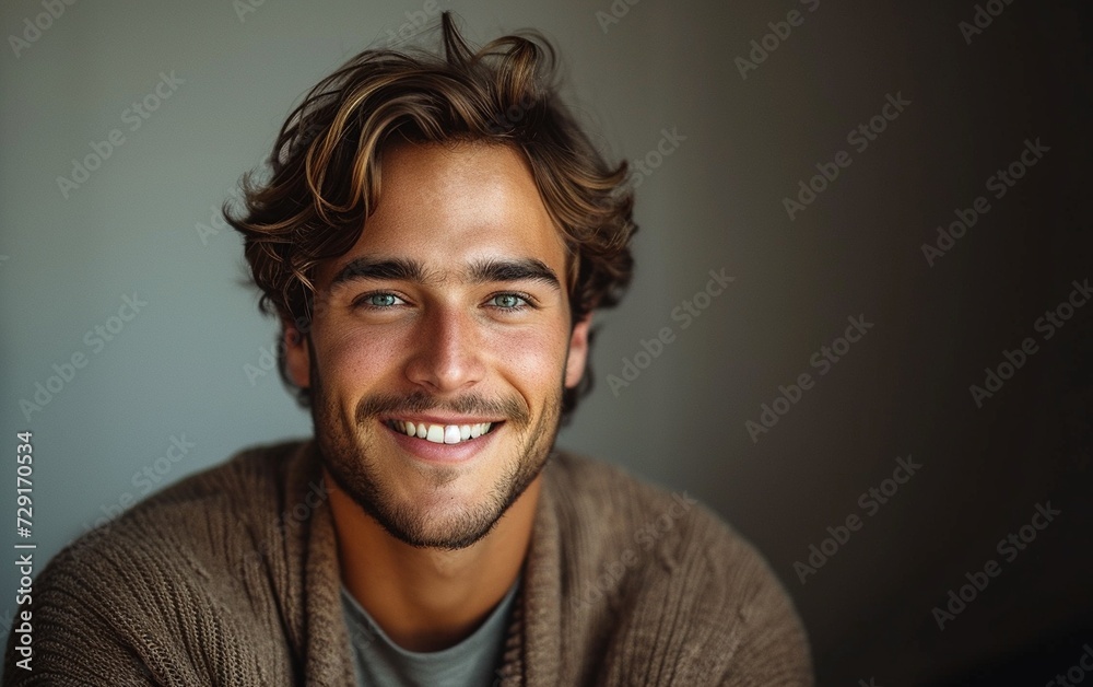 Smiling Man With Beard Wearing Brown Sweater Smiling Man With Beard Wearing Brown Sweater
