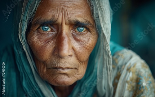 Old Woman With Blue Eyes Gazes Into Camera © imagineRbc