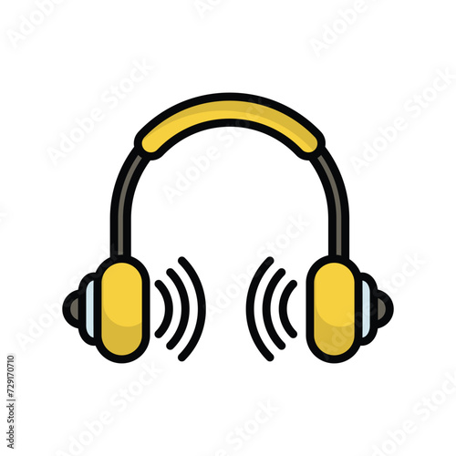 headphones icon with white background vector stock illustration