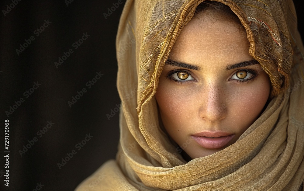 Woman Wearing Headscarf and Scarf Woman Wearing Headscarf and Scarf