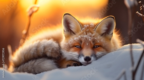Cute fox cub sleeping in the wild © Rimsha