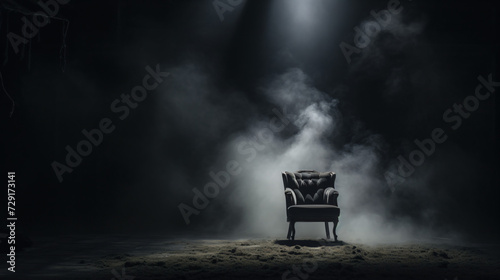 Directors place a lonely chair in the stage smoke