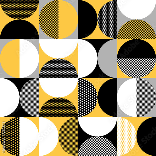 Bauhaus seamless pattern. Bauhaus poster with squares and half circles. photo