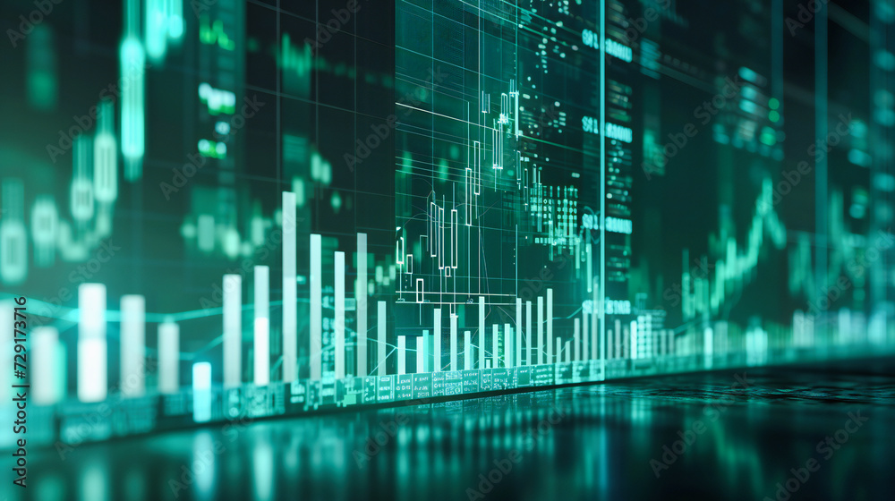 Modern finance and stock chart concept, depicting growth and analysis in the financial and business sector against a cityscape background Modern finance and stock chart concept, depicting growth and analysis in the financial and business sector against a cityscape background