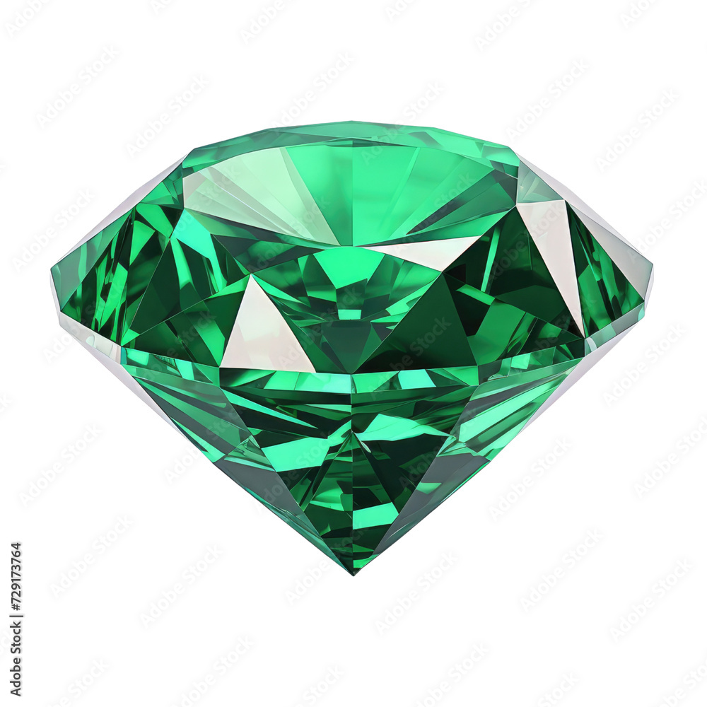 Side view top view green diamond on trasparent background Side view top view green diamond on trasparent background