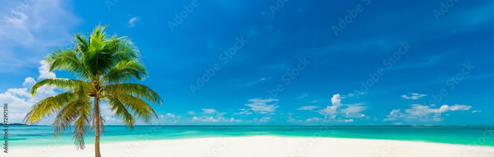 beach with palm trees, tropical beach background